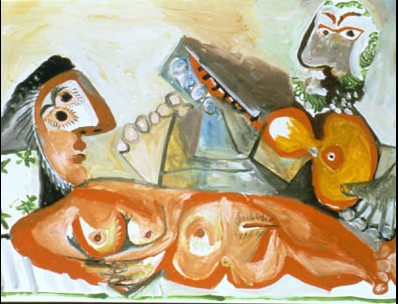 Пикассо 'Обнаженная и мужчина, играющий на гитаре'. 1970