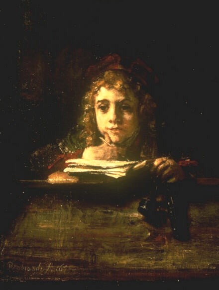 Рембрандт. 'Портрет сына художника Титуса за столом' (1655)