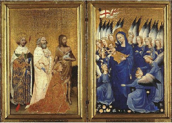 Неизвестный английский художник XIV века. Король Ричард II и трое святых перед Богоматерью
