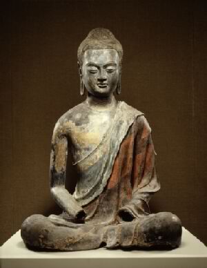 Сидящий Будда, Династия Тан (618–907 гг. н.э.), ок.650 г. н.э., Китай