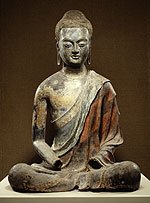 Сидящий Будда, Династия Тан (618–907 гг. н.э.), ок.650 г. н.э., Китай