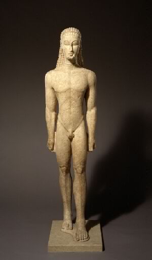 Статуя куроса (ок. 590–580 гг. до н.э.). Архаический период. Греция, Аттика.